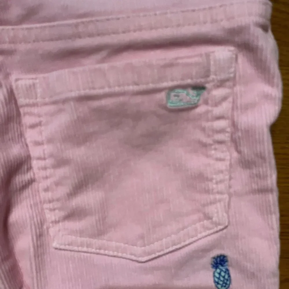 Girl's Vineyard Vines Pink Corduroy Pants w/ Blue Embroidered Pineapples - Sz 8 - Picture 5 of 5